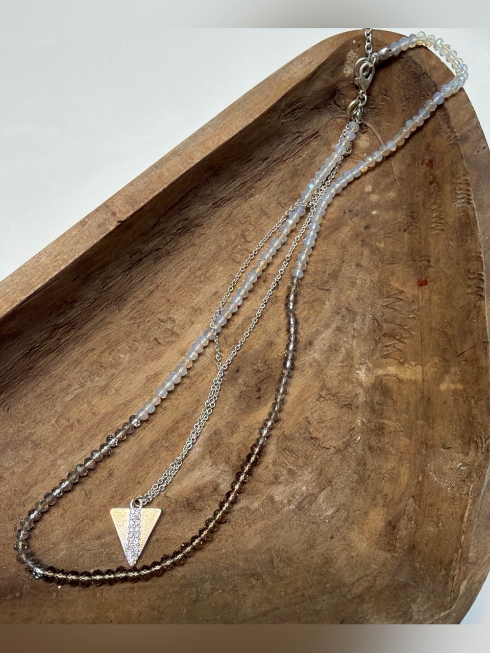 Marlyn Schiff Double Necklace Chain Rhinestone Glass Beads